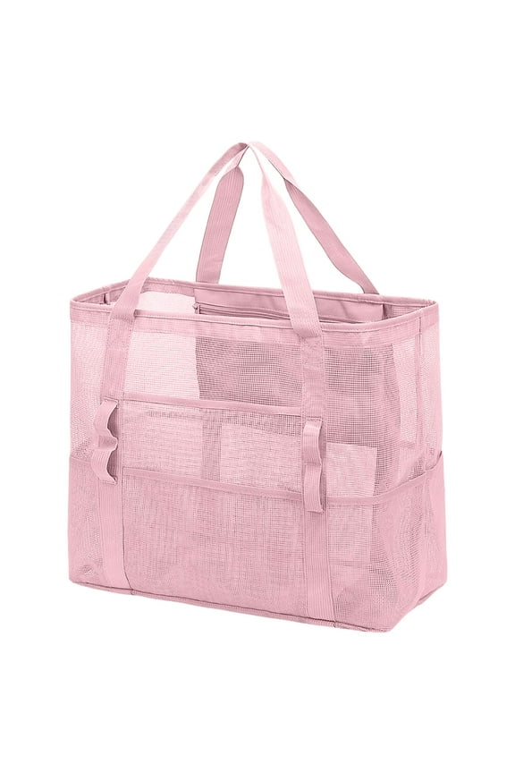 Large Travel Beach Bag Mesh Organizer Pouch Lightweight Foldable Storage Sack For Swimwear Towel Accessories