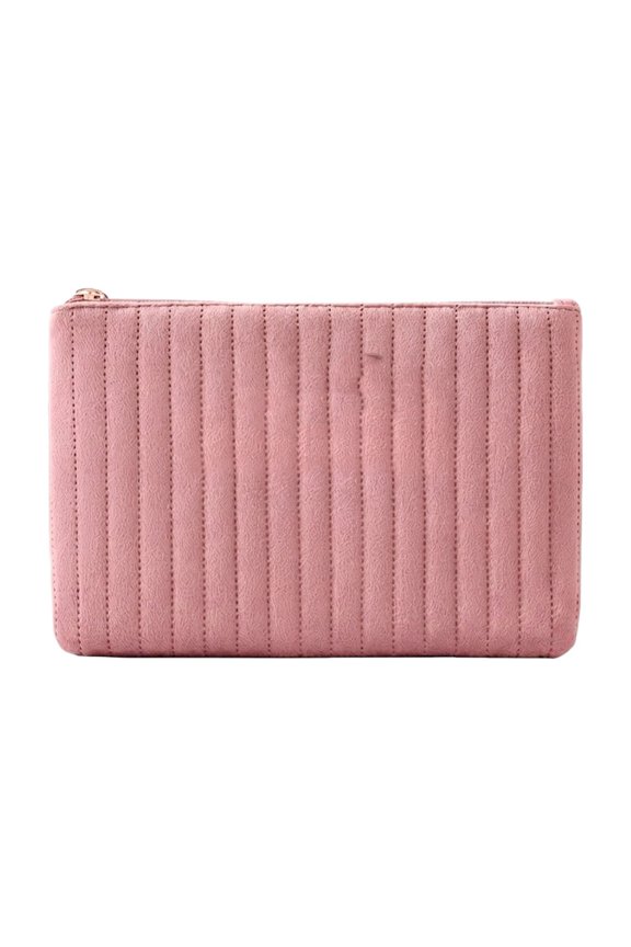 Large Travel Cosmetic Bag Handheld Toiletry Pouch Zipper Makeup Organizer Quilted Vertical Texture Portable Storage Case