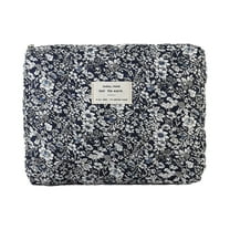 Large Travel Cosmetic Bag Quilted Makeup Organizer Cute Flower Wash Bag for Women and Girls