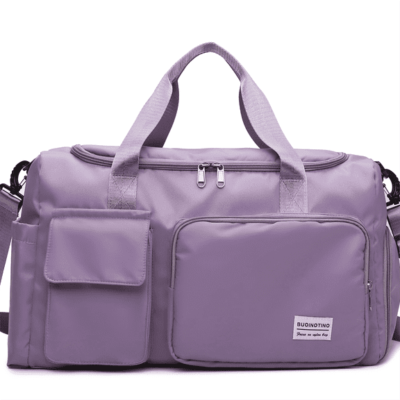 Large Travel Duffle Bag with Shoe Compartment, Waterproof Nylon Weekender Overnight Bag for Gym, Sports and Hospital