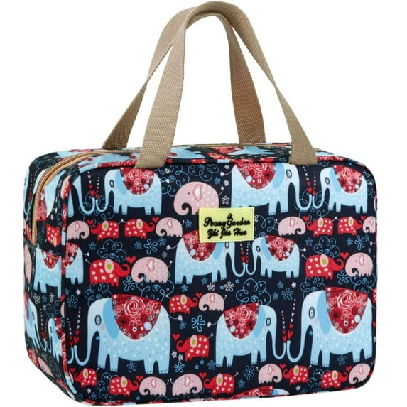 Large Travel Makeup Bag for Women Girls Gifts, Cute Cosmetic Travel Bag Organizer, Water-Resistant Blue Elephant