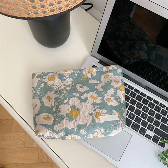 Large Travel Makeup Bags Zipper Pouch Brocade Woven Jacquard Cosmetic Storage Clutch Organizer for Portable and Exquisite Makeup