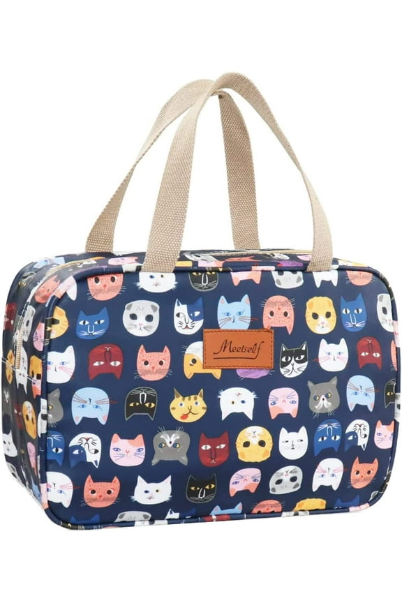 Large Travel Makeup Cosmetic Bag for Women Girls, Water Resistant Toiletry Bag for Travel Essentials Cute Cat
