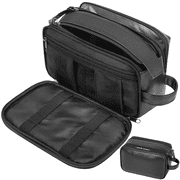Large Travel Toiletry Bag for Men and Women, PU Leather Water Resistant Shaving Bag for Toiletries Accessories, Hanging Storage Bag Dopp Kit Travel Bag for Cosm
