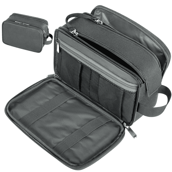 Large Travel Toiletry Bag for Men and Women, Water Resistant Shaving Bag for Toiletries Accessories, Hanging Storage Bag Dopp Kit Travel Bag for Cosmetics Toiletries Brushes Tools, Gray