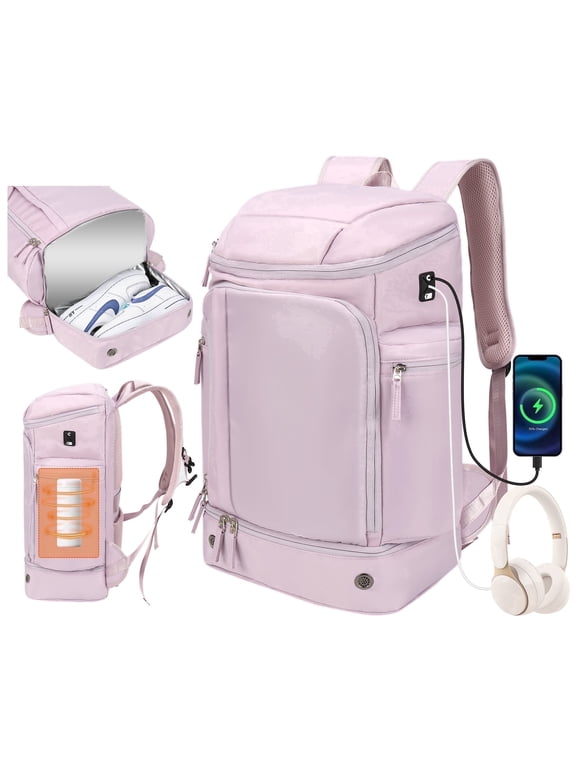 Travel Backpack for Woman, Large Capacity Hiking Trekking Backpack, Business 17 Inch Laptop Backpack, Purple