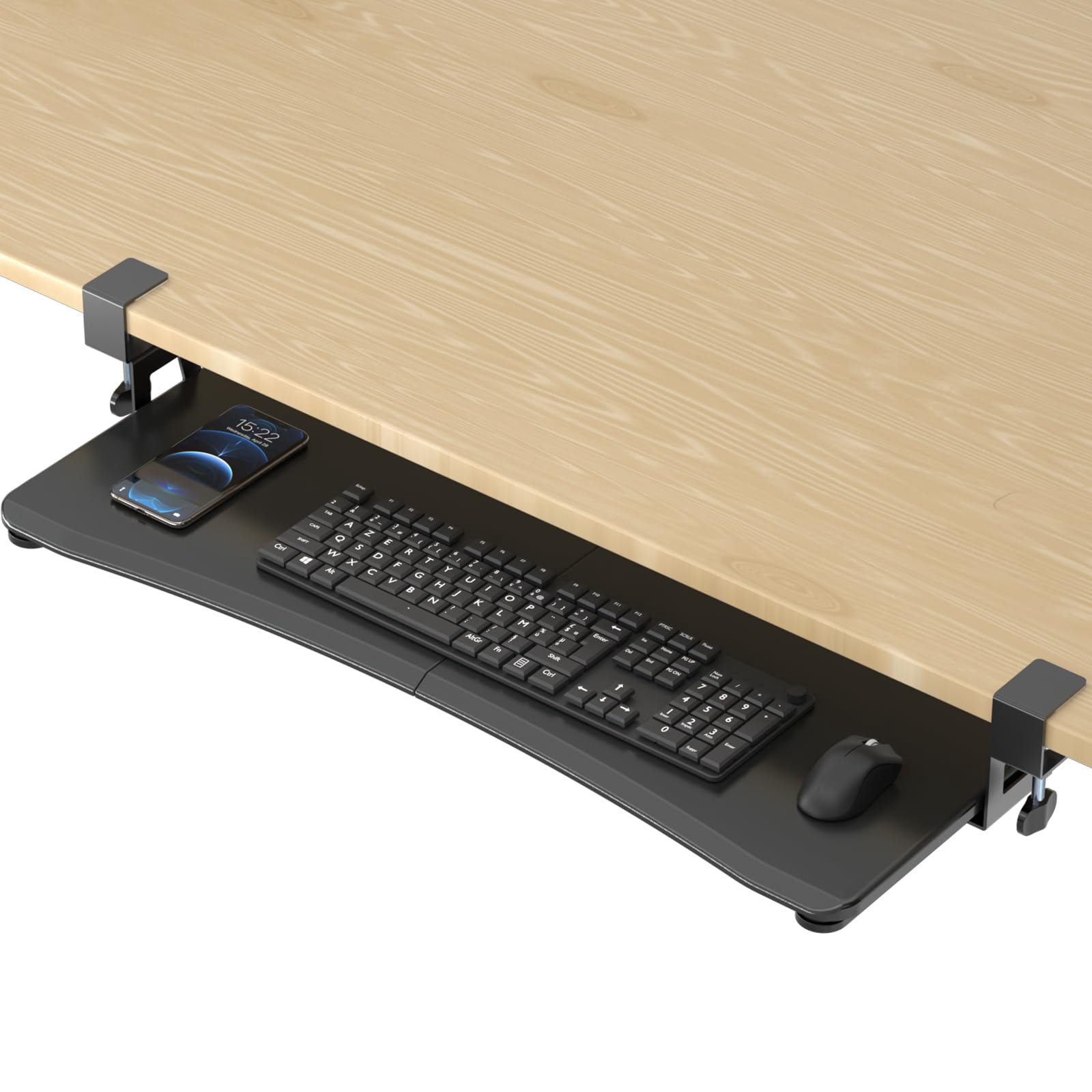 Large Tray Under Desk Pull Out With C Clamp Mount  Computer & Mouse 34 (38 Including Clamps) X 11.8 Inch Slide-out Platform Drawer For Typing Black Dsf1lb