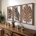 thumbnail image 1 of Large - Tree Leaves Unframed Walnut Wooden Wall Sculptures, Set of 3 Home Decor Accent, 1 of 8