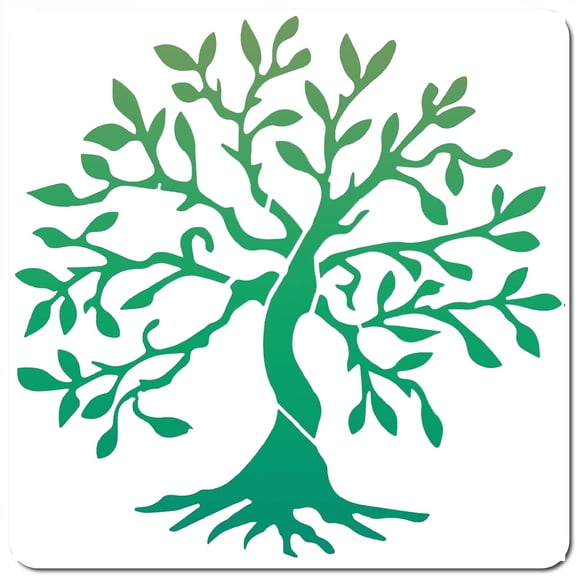 Large Tree of Life Stencil Template 12x12 Inch Large Reusable Sign Square Tree Plant Stencils Plastic Decoration Stencil for Painting on Wood Wall Scrapbook Card Floor and Tile DrawingWhite