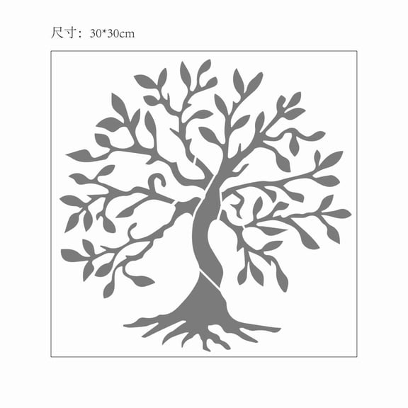 Large Tree of Life Stencil Template 12x12 Inch Large Reusable Sign Square Tree Plant Stencils Plastic Decoration Stencil for Painting on Wood Wall Scrapbook Card Floor and Tile Drawing DIY Tree