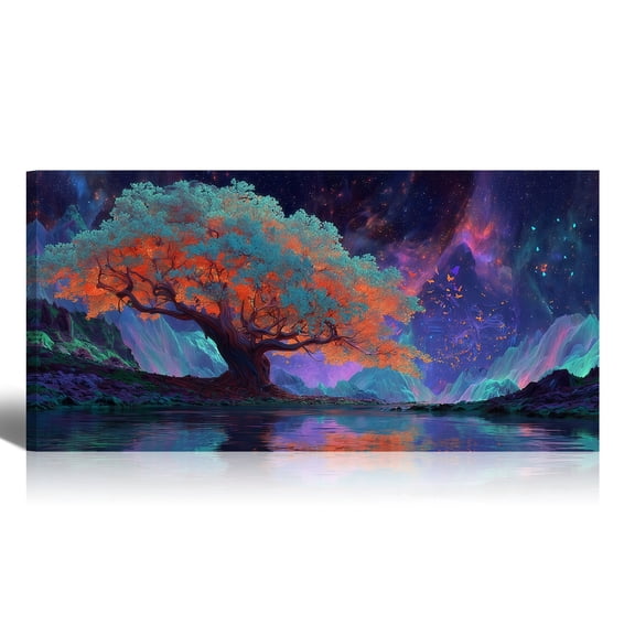Large Tree of Life Canvas Wall Art, Abstract Canvas Prints Fantasy Landscape Paintings, Oversized Nature Pictures Artwork for Modern Home Decoration
