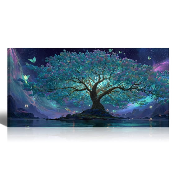 Large Tree of Life Canvas Wall Art, Abstract Canvas Prints Fantasy Landscape Paintings, Oversized Nature Pictures Artwork for Modern Home Decoration