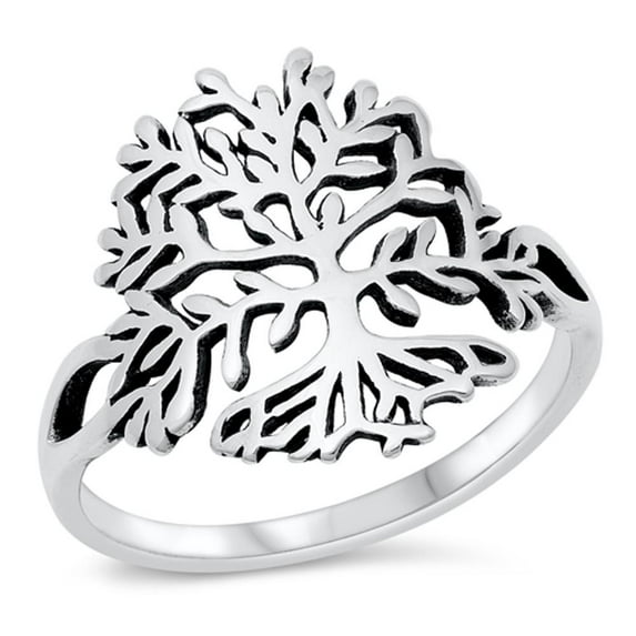 Large Tree of Life Gatekeeper Ring .925 Sterling Silver Band Jewelry Female Male Unisex Size 8