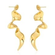 Large Trendy Chunky Spiral 15K Gold Plated/Silver Irregular Abstract Geometric Long Unique Earrings for Women,Statement Modern Cool Twist Fancy Funky Abstract EarringsGold