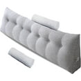 thumbnail image 1 of Large Triangular Headboard Pillow with Head Roll Pillow, Backrest Positioning Support Bed Bolster Rest Reading Pillow with Removable Cover，100% Linen (Grey, King:76x8x20 Inches), 1 of 7