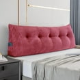 thumbnail image 1 of Large Triangular Headboard Wedge Bed Rest Reading Pillow Backrest Positioning Support Bolster Cushion with Removable Cover (Soft Rose Red, Queen: 59x8x20 Inches), 1 of 10