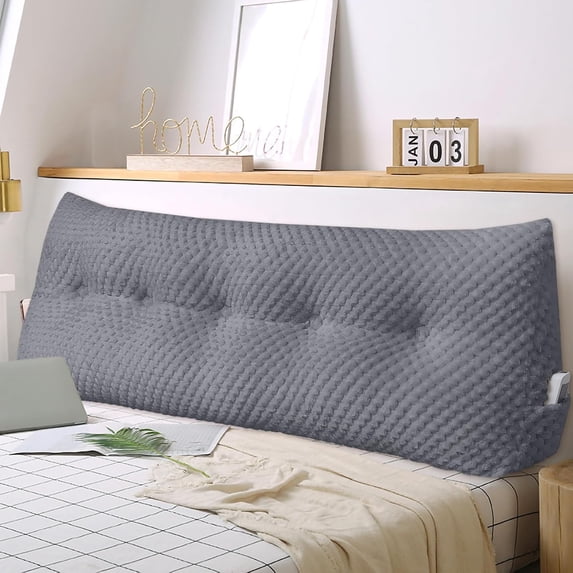 Large Triangular Headboard Wedge Pillow Soft and Supportive Headboard Backrest Positioning Support Bolster Cushion, Bed Wedge Pillow with Removable Cover(Dark Gray,Full,54x8x20inch)