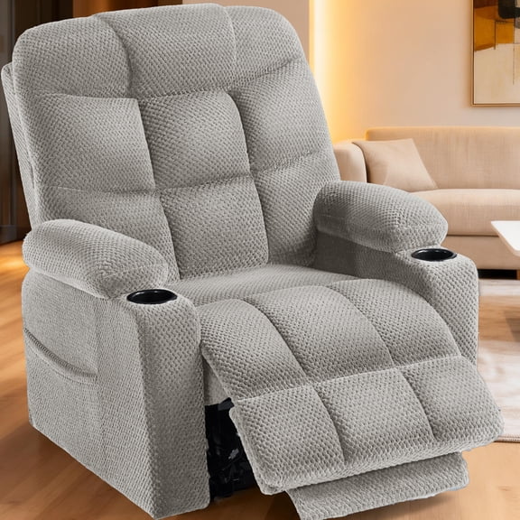 Large Triple Motor Power Lift Recliner Chair for Elderly with Stand Assist, Extra-Wide Seat, Heat & Massage, Lay Flat Infinite Position, Extended Footrest, Light Gray