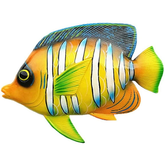 Large Tropical Fish Wall Art Decor Sculpture Hanging for Indoor Bedroom Living Room Outdoor Garden 11 inches - Gifts Idea for Best Friends