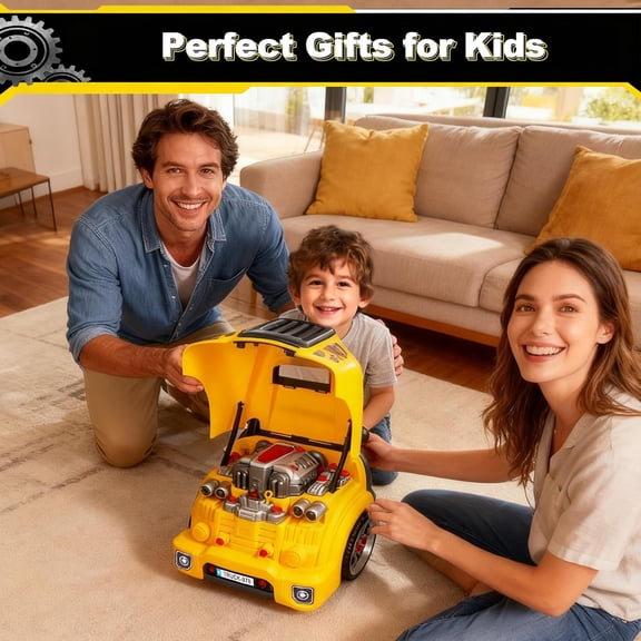 Large Truck Engine Toy for Kids: Mechanic Repair Car Kit for Toddlers - Interactive Workshop Set Take Apart Motor Vehicle with Light and Sound for Boys Children 3+ Years Old