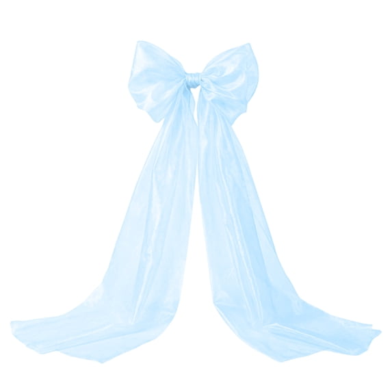 Large Tulle Bow Decor, 19 x 78 Inch Giant Blue Tulle Bow with Tie and Long Ribbon Tails for Spring Wedding Backdrop Coquette Room Wall Decoration