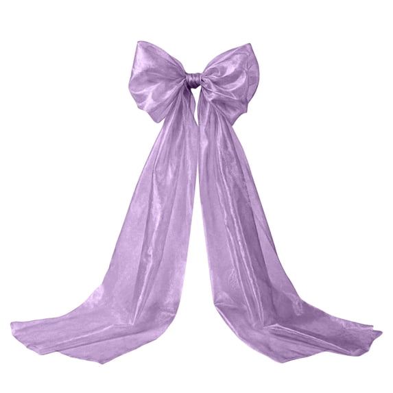 Large Tulle Bow Decor, 19 x 78 Inch Giant Purple Tulle Bow with Tie and Long Ribbon Tails for Spring Wedding Backdrop Coquette Room Wall Decoration