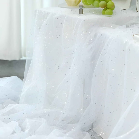 Large Tulle Tablecloth For Wedding Rectangle Table,Romantic Gauze Tablecloth For Dessert Table Party Banquet Birthday-145x600cm(57x236in)-White