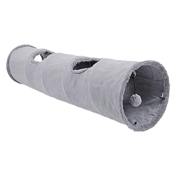 Large Tunnel with Scratch Pads - Cat Toy Tube Doubles as Soft, Warm Bed, , Scratcher (for Kittens, Rabbits and Small Dogs) , L Cinza L 30x130cm