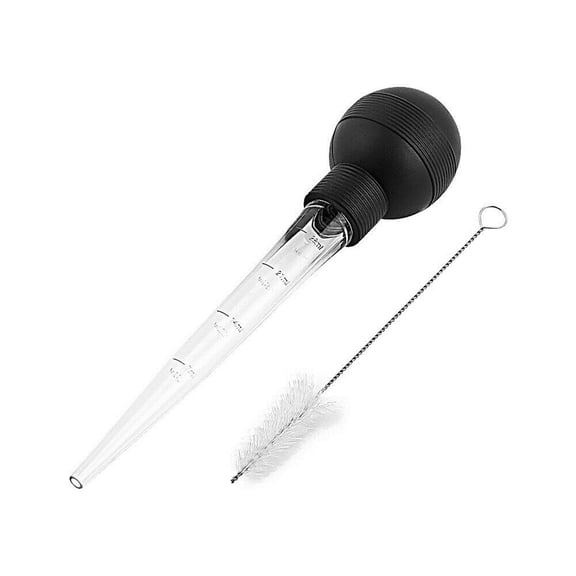 Large Turkey Baster with Cleaning Brush - Meat and Food Injector - Easy to Use and Clean - Powerful Bulb Baster Syringe - Dishwasher Safe - Flavor Meat Poultry, Beef, Chicken