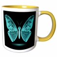 thumbnail image 1 of 3drose, Large Turquoise Butterfly with Flourish Wings, 11oz Two-tone Yellow Mug, 1 of 6