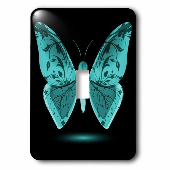 Large Turquoise Butterfly With Flourish Wings single toggle switch lsp-101574-1