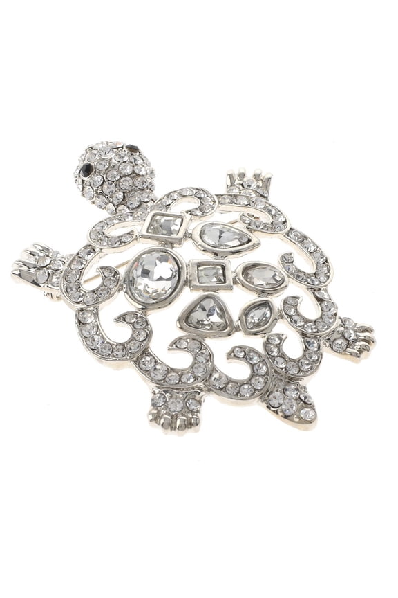 Large Turtle Rhinestone Brooch