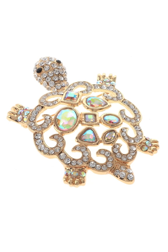 Large Turtle Rhinestone Brooch