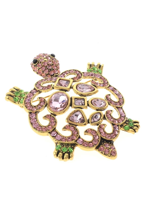 Large Turtle Rhinestone Brooch