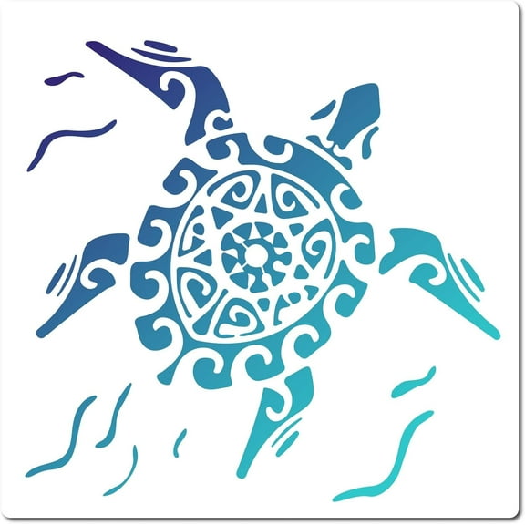 Large Turtle Stencils 12x12 Inch Reusable Sea Animal Stencil Ocean Template Signs Home Wall Decor for Painting on Wood Wall Scrapbook Card Floor Canvas and Tile Drawing colorful