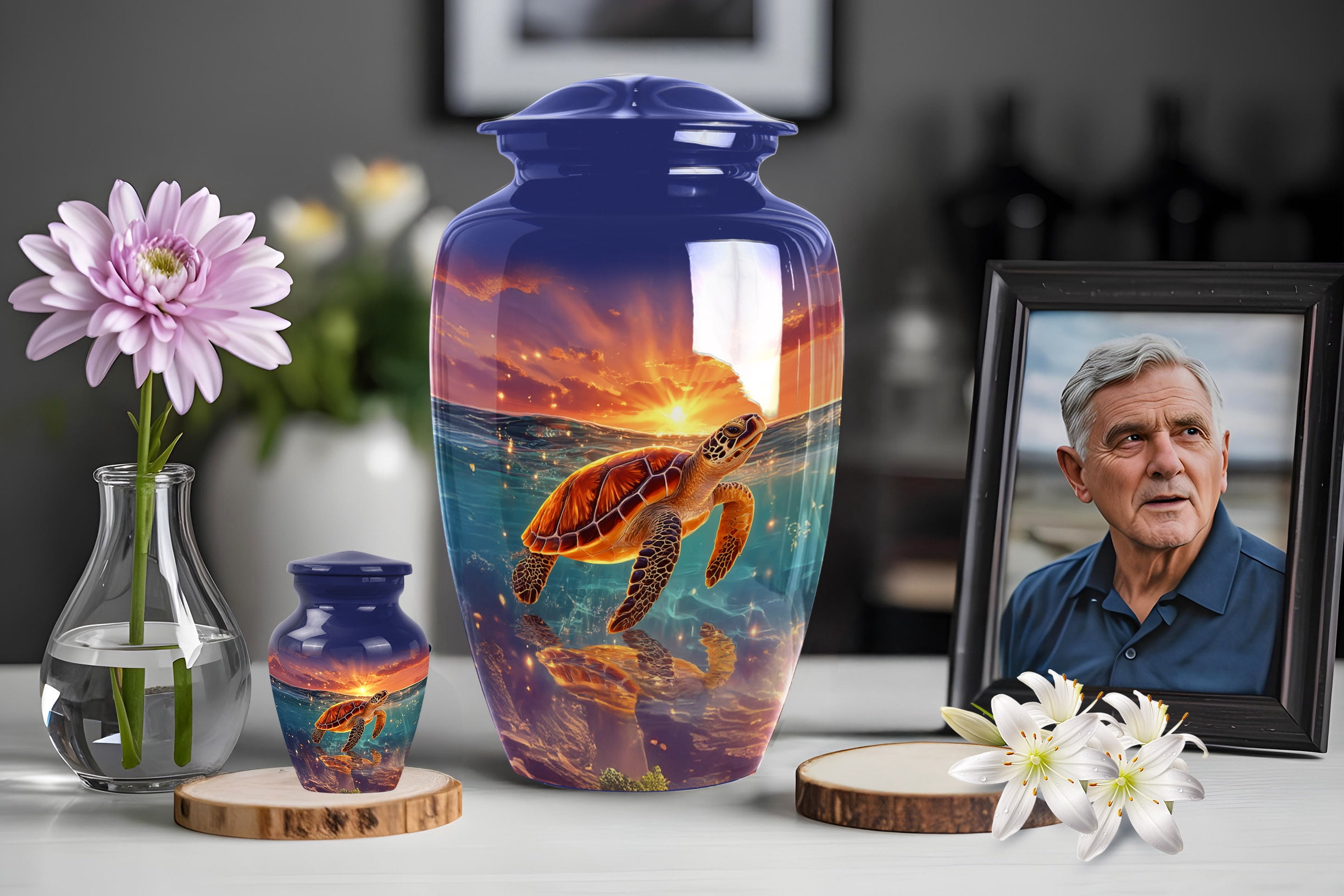 Large Turtle urns for Human ashes, Small urn for Ashes for Men