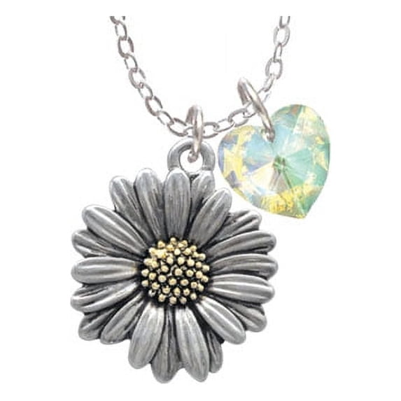 Large Two Tone Daisy Flower - Butterfly Sophia Necklace, 18"+1"