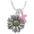 thumbnail image 1 of Large Two Tone Daisy Flower - Light Pink Crystal Cross Sophia Necklace, 18"+1", 1 of 2