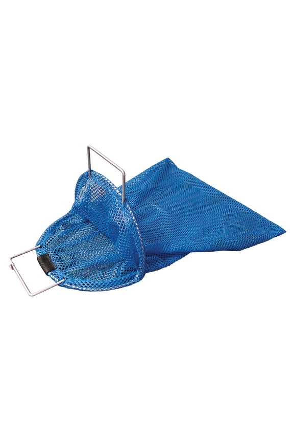 24x28 Large Galvanized Wire Handle Mesh Catch Bag with D-Ring, Blue