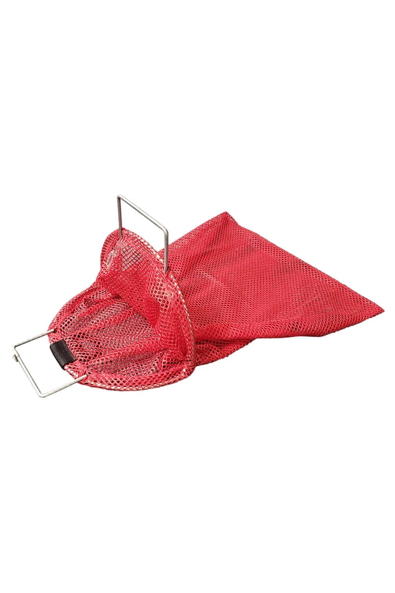 Large Uncoated Galvanized Wire Handle Mesh Catch Bag with D-Ring, Approx. 24x28, Red
