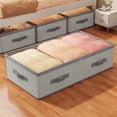 thumbnail image 1 of Large Under Bed Storage Bag | Foldable Space Saving Organizer for Clothes Blankets Bedding | Moistureproof Clear Window | 100x50x25cm, 1 of 7