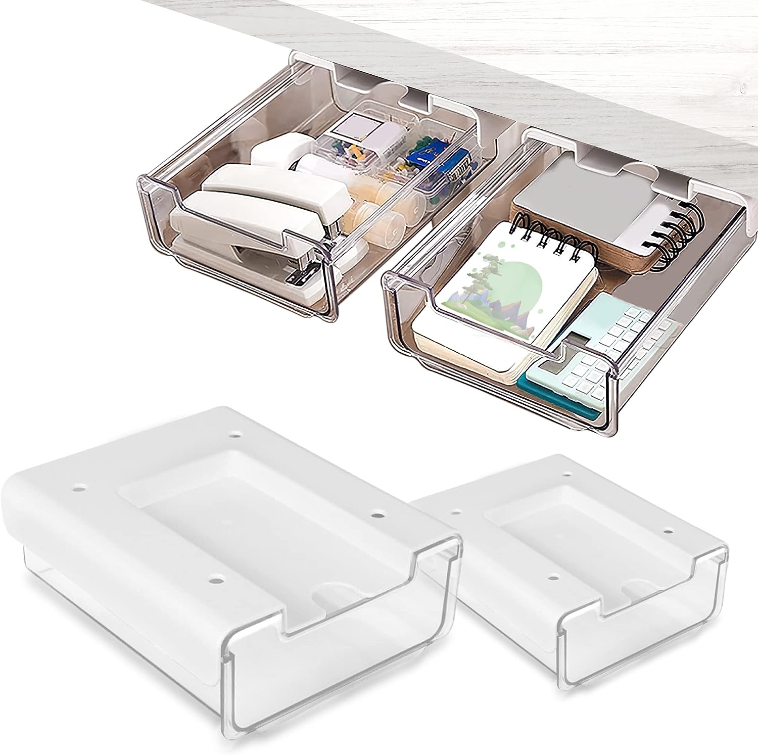 Large Under Desk DrawerSet of 2 Acrylic SelfAdhesive Hidden Desk