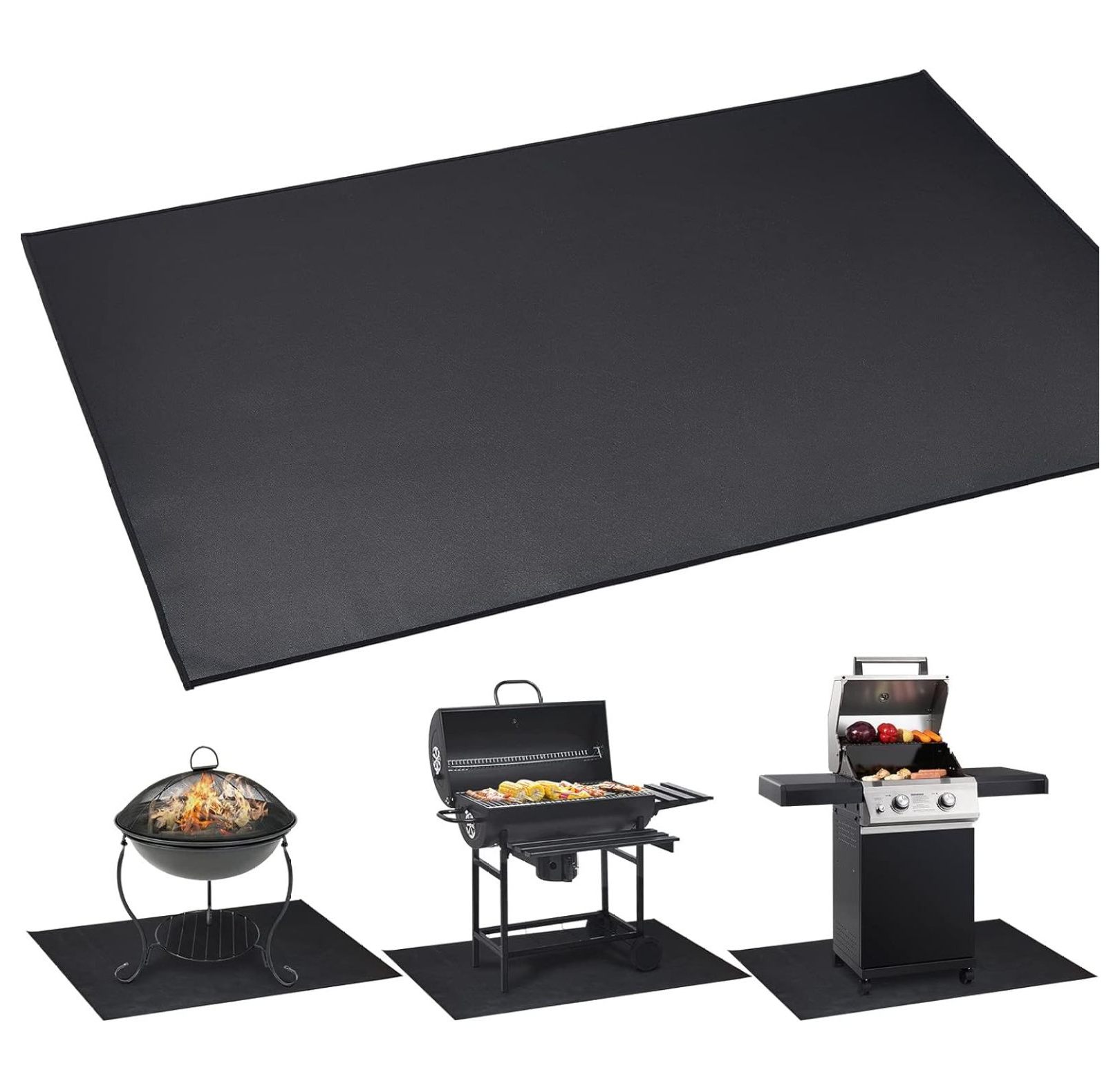 Large Under Grill Mat 60 ×42 Inch for Outdoor Charcoal, Smokers, Gas
