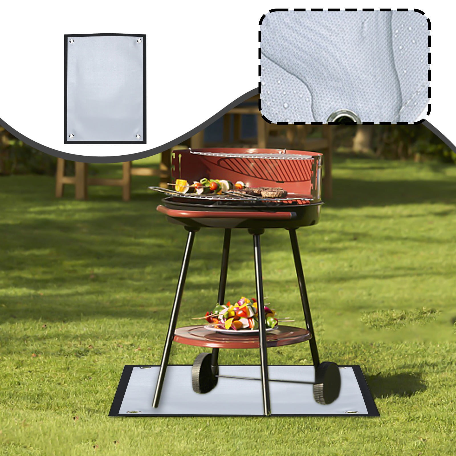 Large Under Grill Mat,BBQ Floor Mats, Board Patio Protector Mat, Oil Proof,Barbecue Fire Mat