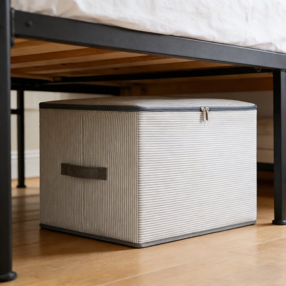 Large Underbed Storage Box with Clear Lid | 50x40x30cm Non-Woven Fabric Organizer for Clothes, Quilts & Toys | Moisture-Proof & Easy Pull-Out Handle | 1-Pack