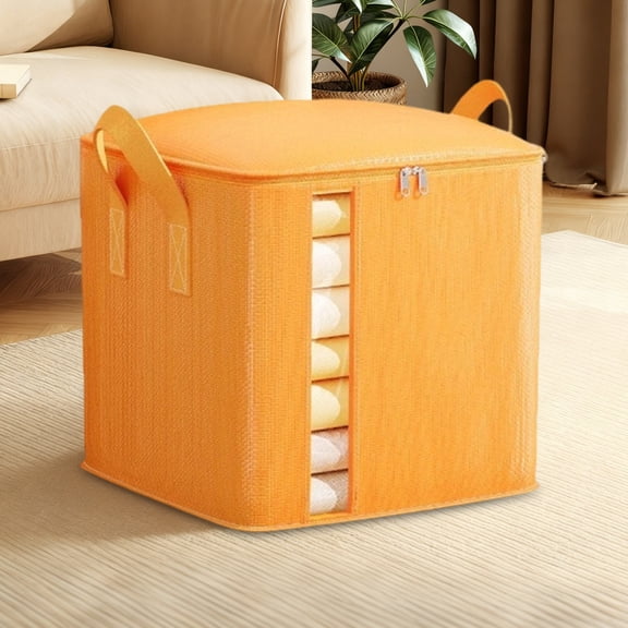 Large Underbed Storage Box with Lid, Clear View Plastic Organizer Bags for Clothes, Bedding, Seasonal Items, Space Saving Foldable Container for Home, Dorm, Office, Closet Organization and Storage