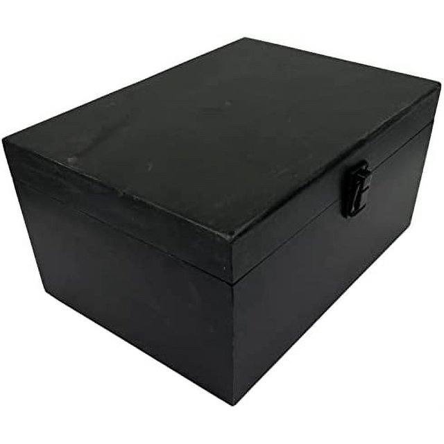 Large Unfinished Wood Box with Hinged Lid Front Clasp for Arts, Crafts, Hobbies Home Storage