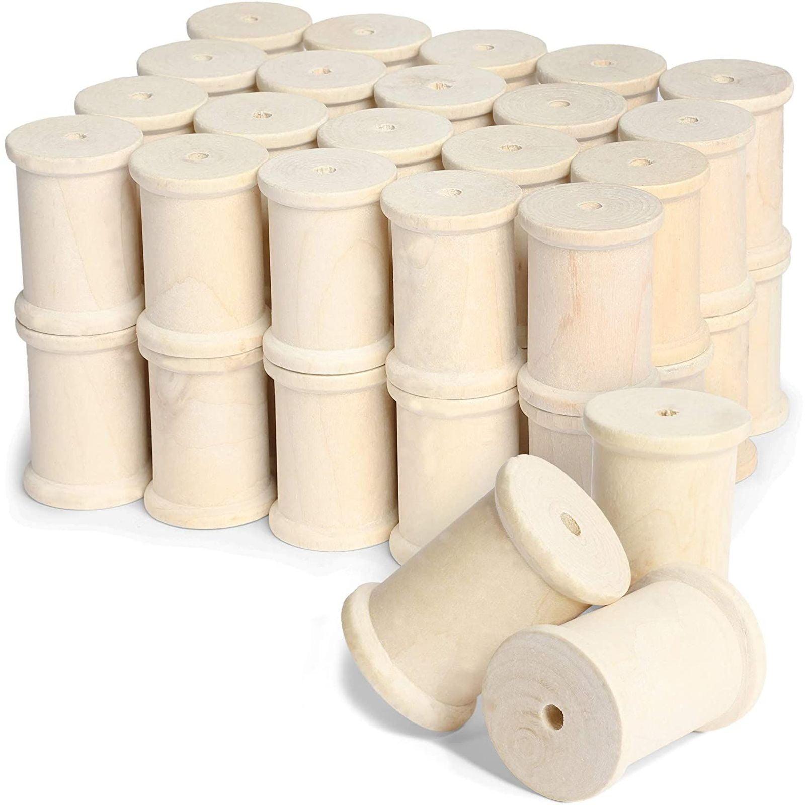 Bright Creations 40-Pack Large Unfinished Wooden Spools for Crafts 1.5 x 2 in