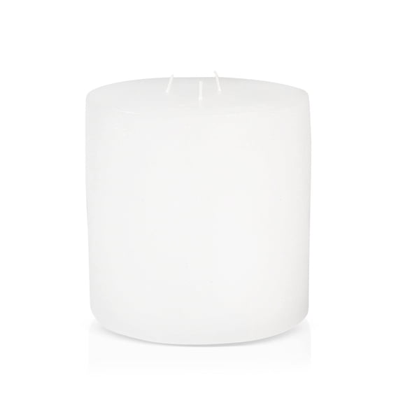 Large Unscented Pillar Candles 6-Inch Diameter Wide Base 3-Wick Gray for Home Decor and Events