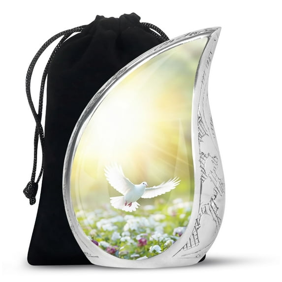 Large Urn for Human Ashes, White Dove Decorative Urns, Cremation Urns for Ashes, Urns for Women Ashes Adult Female Mom, Funeral Urns for Men Ashes Adult Male, Bird Urn, Burial Urn (Size -10inches)